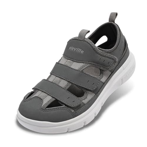 FitVille Diabetic Sandals for Men Wide Width with Arch Support Comfortable Mens Diabetic Sandals Fully Adjustable Straps Lightweight