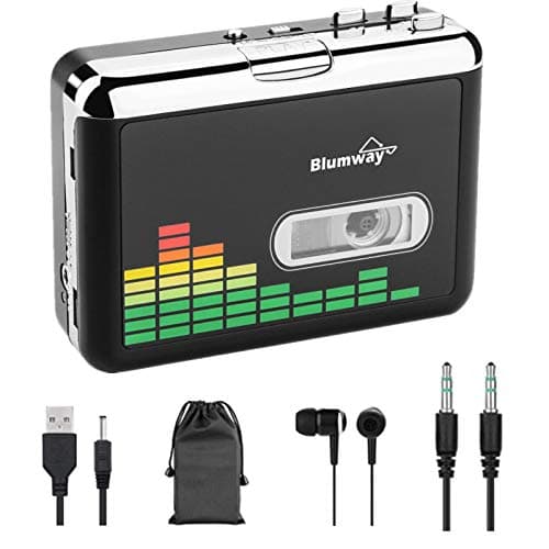 BlumWay Portable Cassette Recorder Player, Audio Music Cassette Tape to Digital Converter Player with Earphone, No Need Computer
