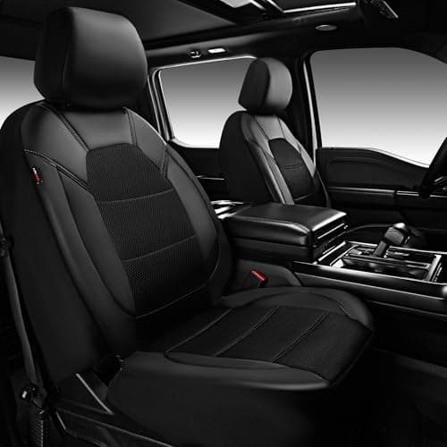 CAR PASS Universal Leather Two Front Seat CoversSport seat Covers fits Most Cars SUVs Trucks and Vans Airbag Compatible Black and Black
