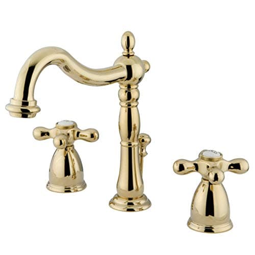 Kingston Brass KB1972AX Heritage Widespread Lavatory Faucet, Polished Brass, 8-Inch Adjustable Center