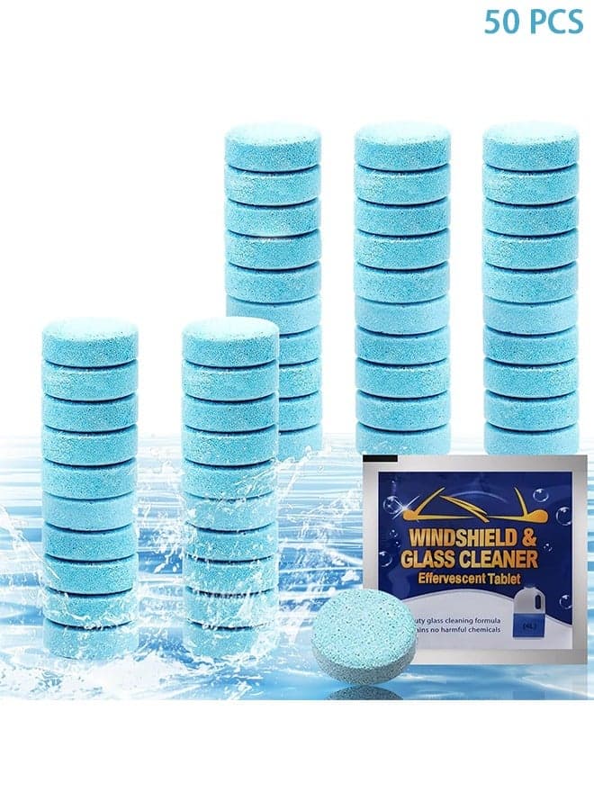 50 Pieces Car Windshield Glass Concentrated Washer Tablets Windshield Washer Fluid Solid Car Effervescent Tablets Glass Solid Wiper Cleaning Tablets for Car Kitchen Window