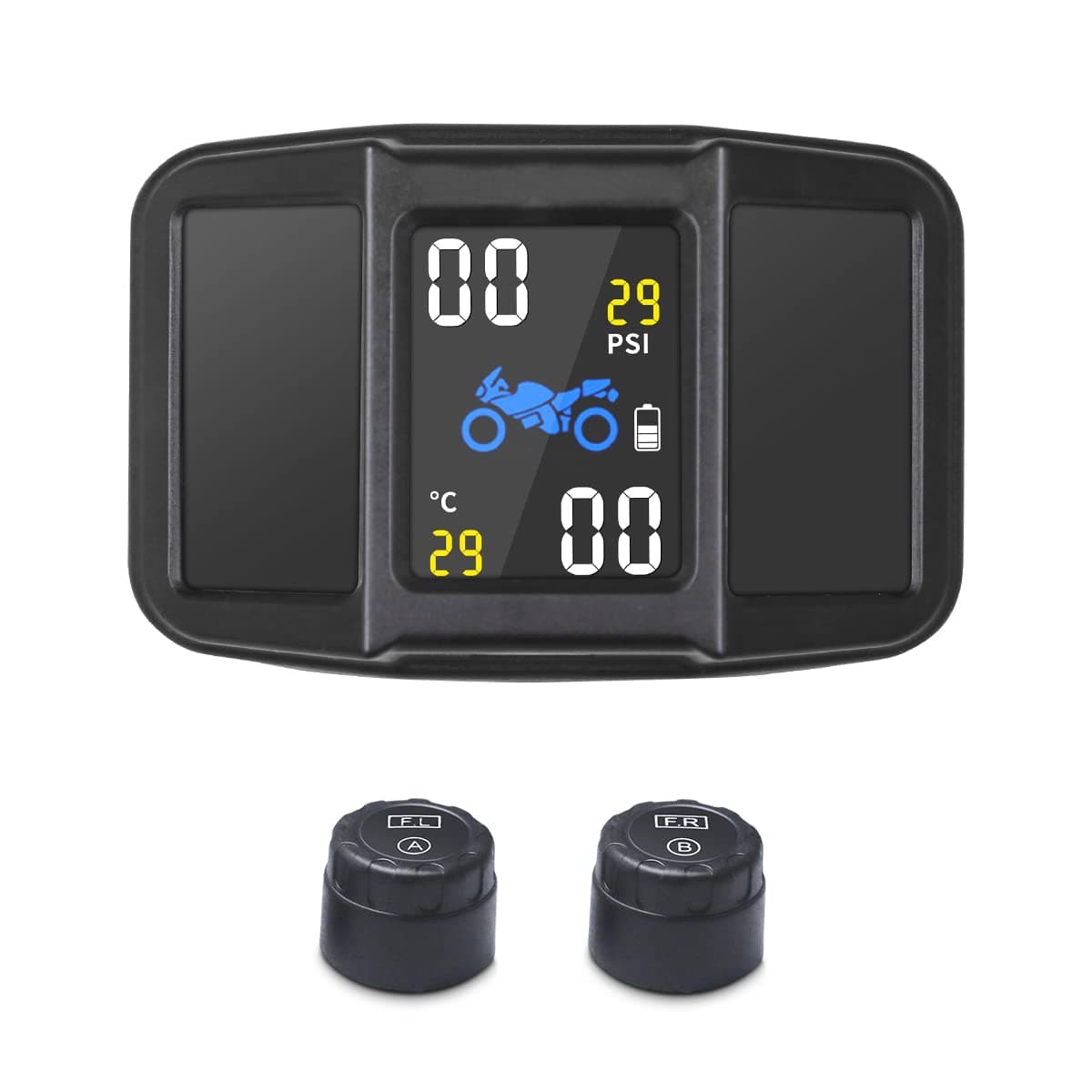 3T6B Wireless Motorcycle Tire Pressure Monitoring System 5 Alarm Modes USB Rechargeable Waterproof Tire Pressure Monitoring System with 2 External Sensors LCD Display