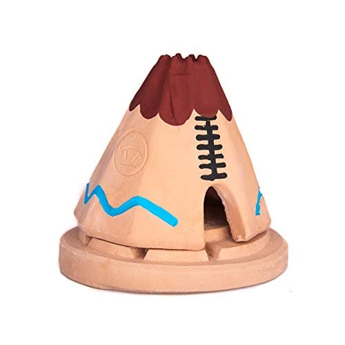Incienso de Santa Fe - Teepee Natural Wood Incense Burner, Includes 20 Piñon Incense Bricks - Made in The USA