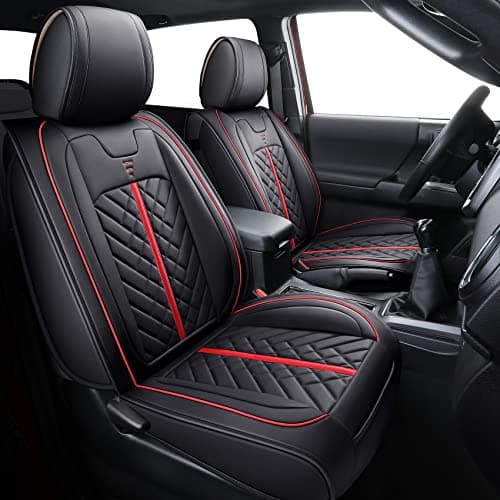 Tomatoman Toyota Tacoma Seat Covers 2005-2022 2023 2024 2025 Truck Access Crew Double Extended Cab TRD Sport Offroad Limited SR5 V6 Truck Airbag Compatible Car Cushions(Full Set/Black-Red)