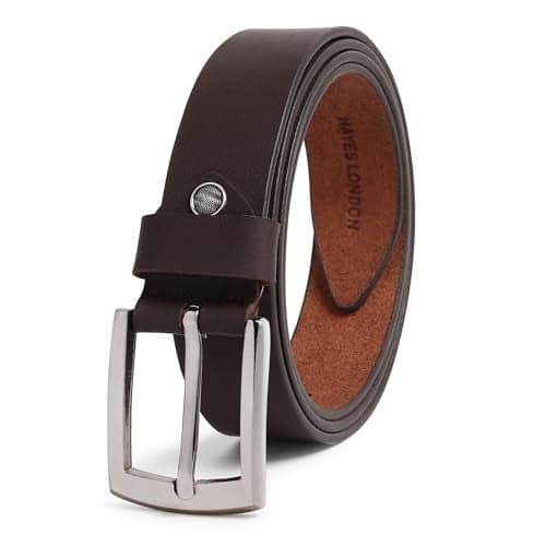 HAYES LONDON Genuine Leather Belts for Men, Original Top Grain Formal and Casual Belt, Lifetime Leather Warranty (42, Midnight Brown)