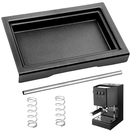 Low Profile Thin Drip Tray & OPV Spring Modification Kit w/Long Stainless Steel Tube for Gaggia Classic Pro Traditional Espresso Coffee Machine - Black