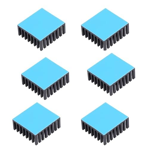 Awxlumv 6pcs Small Heatsink 25x25x10mm / 0.98x0.98x0.39inch Aluminum Heat Sink Cooler Radiator with Thermal Conductive Double Sided Tape Cooling for ASUS ROG Ally GPU IC Chips (25mmx25mmx10mm, Black)