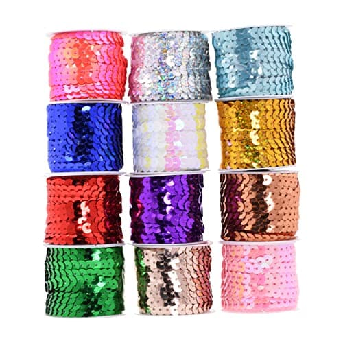 Mandala Crafts 100 Yards 6mm Red Sequins Strips on a Roll - Flat Paillettes Trim Ribbon Sequins String Spool by The Yard for Sewing, Costumes, Crafts, Embellishments, and Decorations