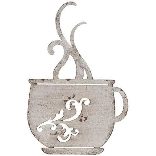 White Metal Rustic Coffee Cup Wall Art Decor for Kitchen Home Restaurant Vintage Cafe Coffee Shop Bar Sign Decor Hanging Decorations