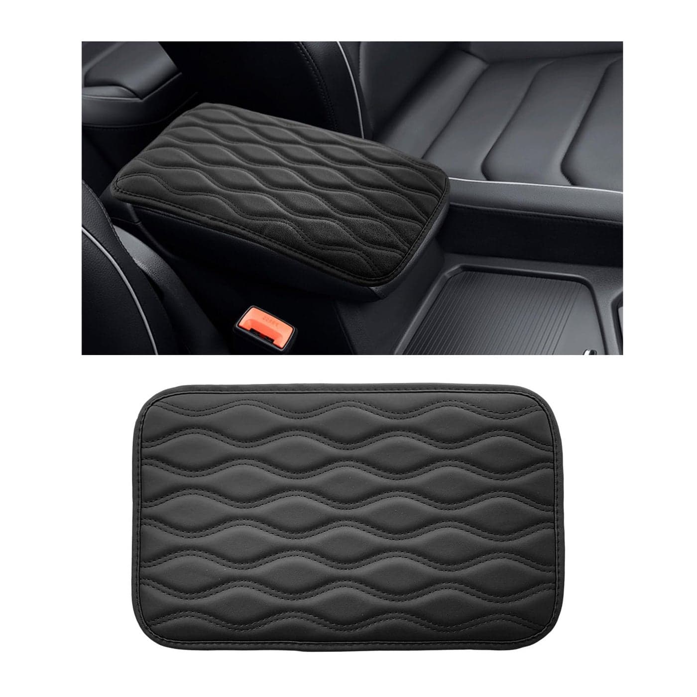 Dickno Car Center Console Pad Waterproof Auto Armrest Seat Box Cover PU Leather Arm Rest Protector Cushion Pad Universal Vehicle Interior Protection Accessories for Car SUV Black