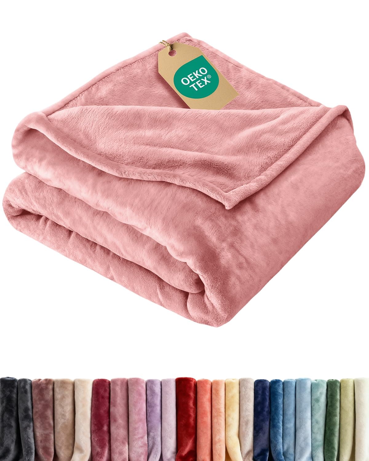 Ultra Soft Fleece Blanket King Size - Flannel Fleece Luxury King Blanket - Lightweight for Couch Bed Chair - Thick, Warm & Breathable - All Season Cozy Fuzzy, Anti-Static Microplush Bedding, Rose Pink