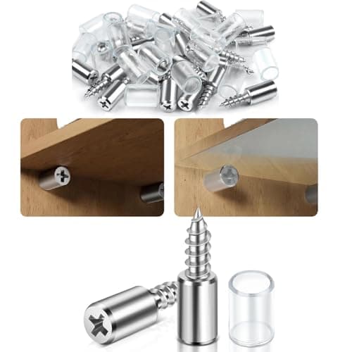 30 Pcs Shelf Support Pegs,Shelf Pins with Non-Slip Sleeve,Cabinet Shelf Pegs for Kitchen Utensils,Bookcases,Wine Cabinet and Wardrobes,Fixed Support Self-Tapping Cross Screw