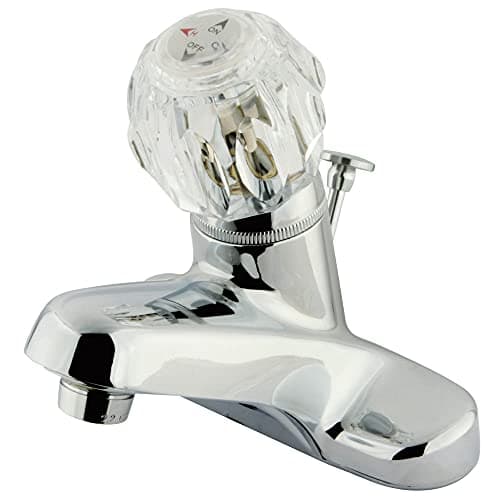 Kingston Brass KB521B Americana 4-Inch Centerset Single Acrylic Handle Lavatory Faucet with Brass Pop-Up, Polished Chrome