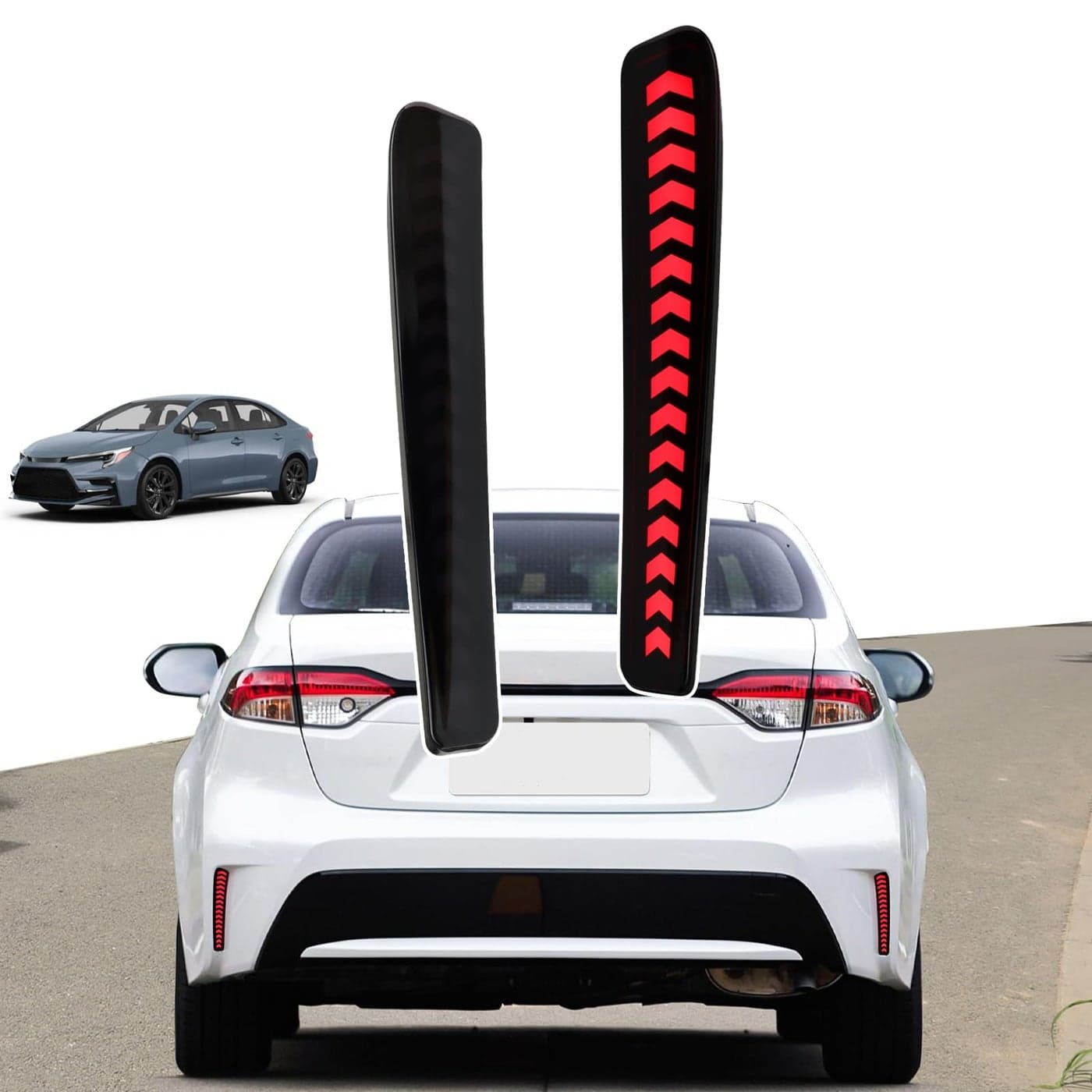 INUBOXES LED Rear Reflector Fog DRL Kit for Toyota Corolla 2021 2022 2023 L LE XLE Daytime Running LightDynamic Sequential Turn Signal Lights Black shell