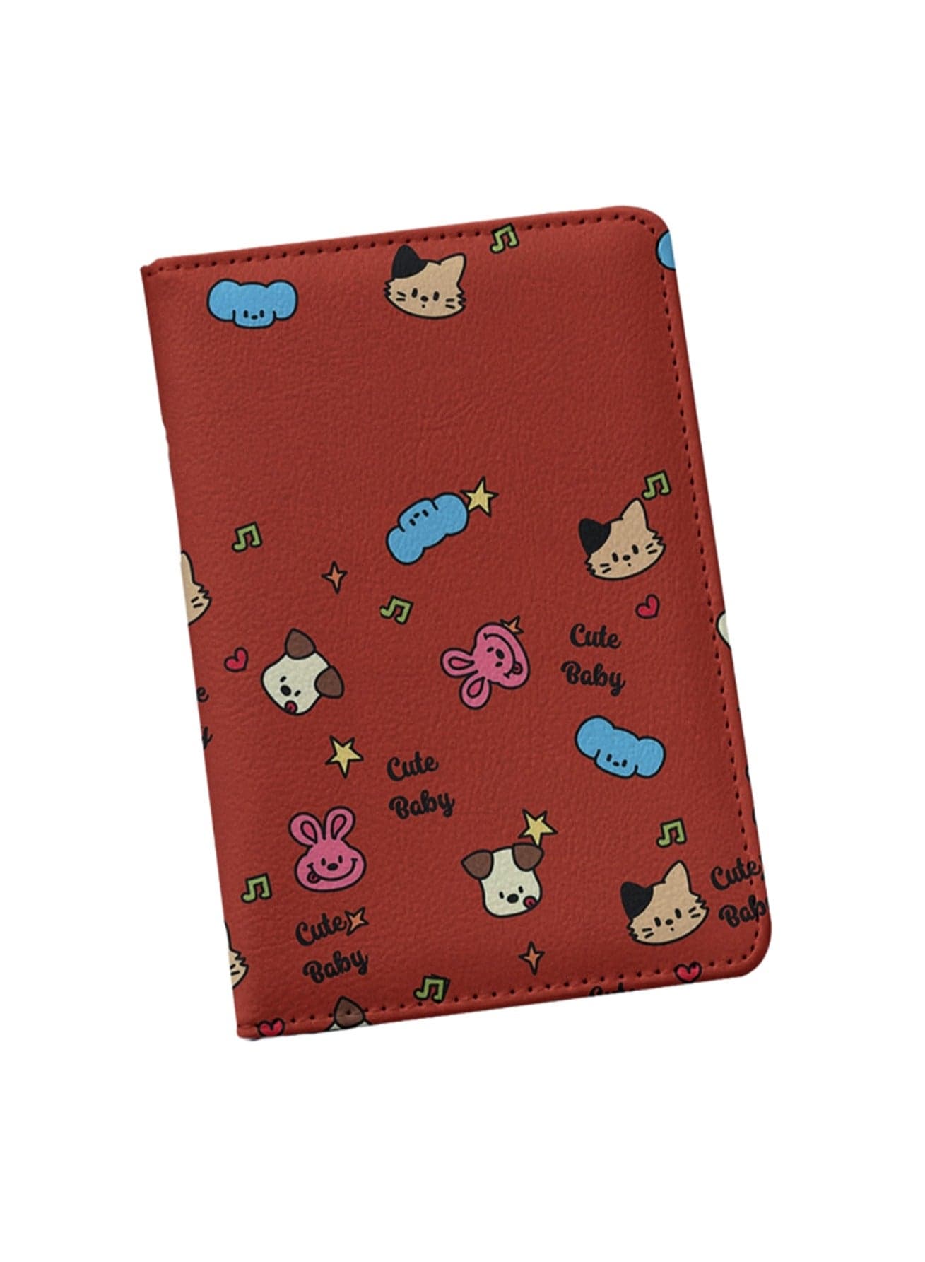 Red Animal Style Passport Holder Wallet Passport Holder, Multi-Function Girls And Boys Card Holder Pu Leather Travel Document Holder, Travel Accessories