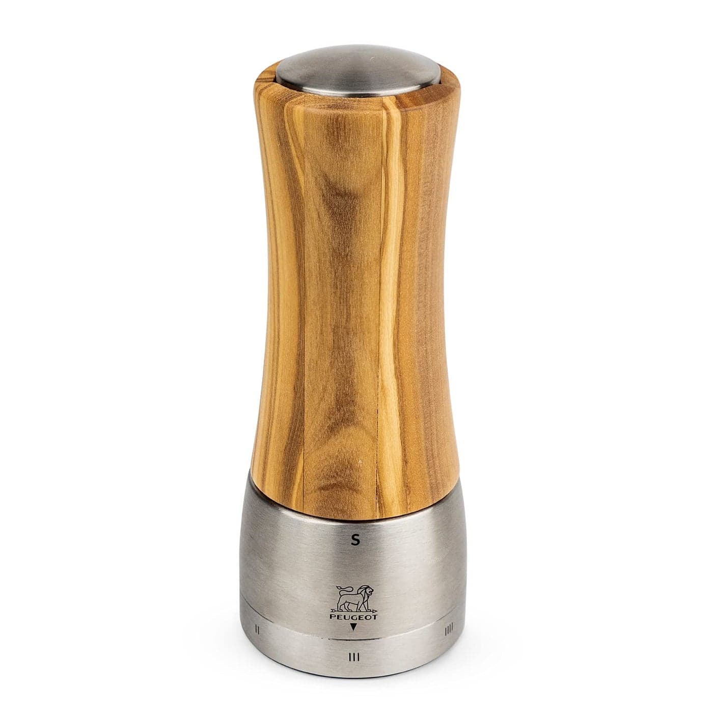 Peugeot Madras uSelect Manual Pepper Mill Adjustable Grinder Stainless Steel Olive Wood Natural 16 cm