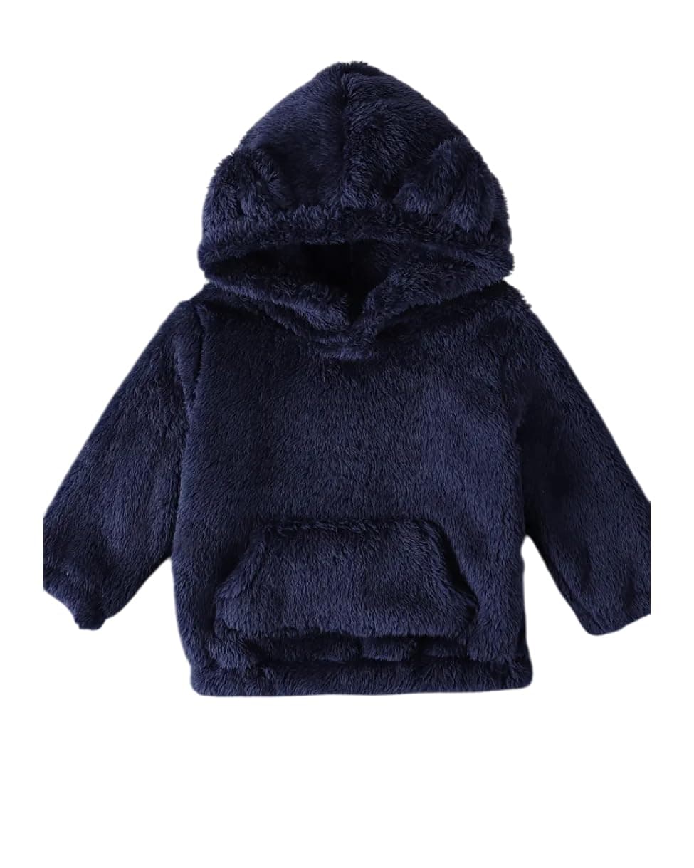 Lymio Junior's Boys and Girls Hoodie | Hooded Sweatshirts for Kids | Unisex Winter Wear Sweatshirt (J-92-Blue) | Age 12-18 Months