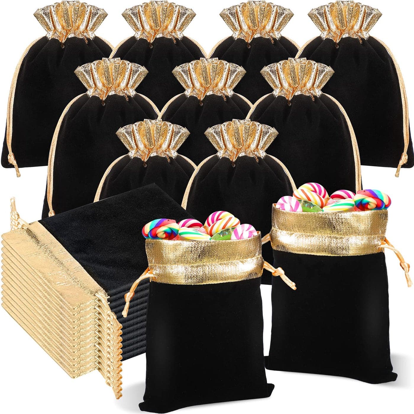 Frienda 30 Pcs Velvet Drawstrings Gift Bags 6 x 5 Inch Jewelry Pouches Drawstring Candy Bags Bolsitas para Recuerdos Velvet Party Favors Present Pouch for ChristmasBlack