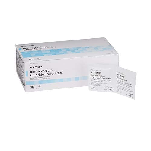 McKesson Benzalkonium Chloride Towelettes Pack of 1000 First Aid Antiseptic Wipes Sterile Individual Wrapped