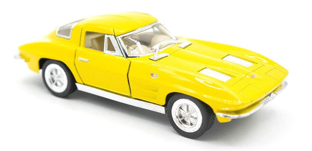 KiNSMART - 1963 Chevy Corvette Stingray 1:36 Scale 5" Die Cast Metal Model Toy Classic Toy Car (Yellow)