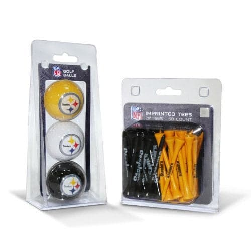 Team Golf NFL Pittsburgh Steelers 3 Golf Balls And 50 Golf Tees Logo Imprinted Golf Balls (3 Count) & 2-3/4" Regulation Golf Tees (50 Count), Multi Colored