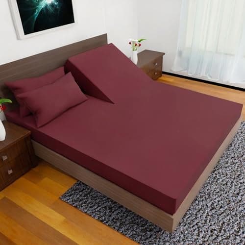 Royal Bliss 1900 Top Split Flex Head King Size Sheet Set - Egyptian Quality Ultra-Soft Bed Sheets | Double Brushed | Deep Pockets- Easy Fit - 4 Piece Set- Fade Resistant (Burgundy)