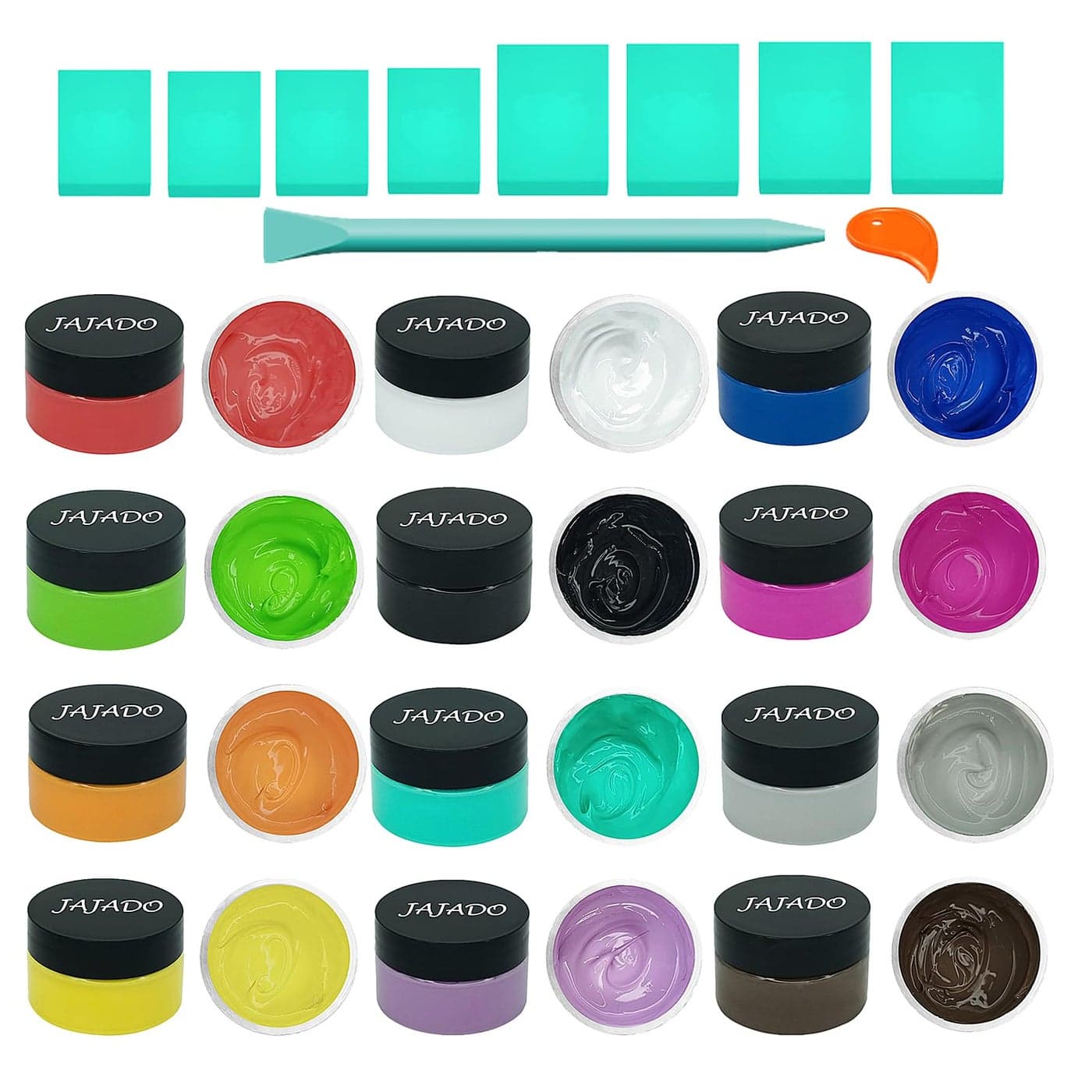 JAJADO 12 Jars Chalk Paste Paint Set 9 Pcs Chalk Paint Mini Squeegees and Rubber Squeegee Stir Sticks Screen Printing Ink Reusable Adhesive Stencil Paste Craft on Wood Furniture TShirt