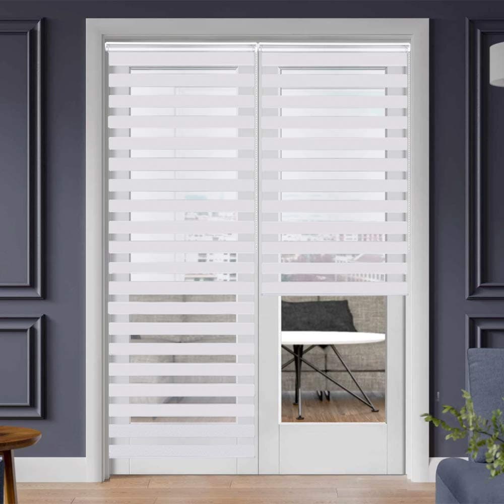 SMONTER Easy Fix Zebra Roller BlindDay and Night Blinds Curtains with Install Accessories 105CMx230CM WHITE