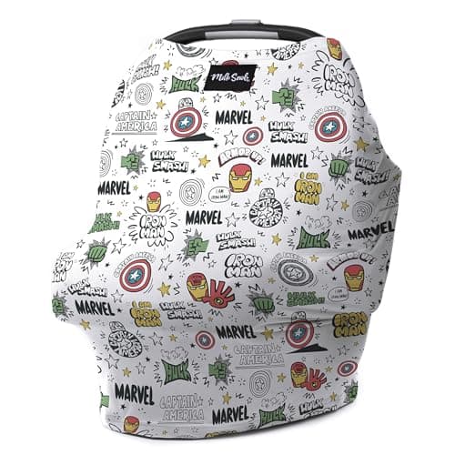 Milk Snob Original Marvel 5in1 Baby Cover Breastfeeding Car Seat Carrier Stroller High Chair Shopping Cart Canopy Baby Shower Gender Neutral Gifts Nursing Top Mighty Heroes