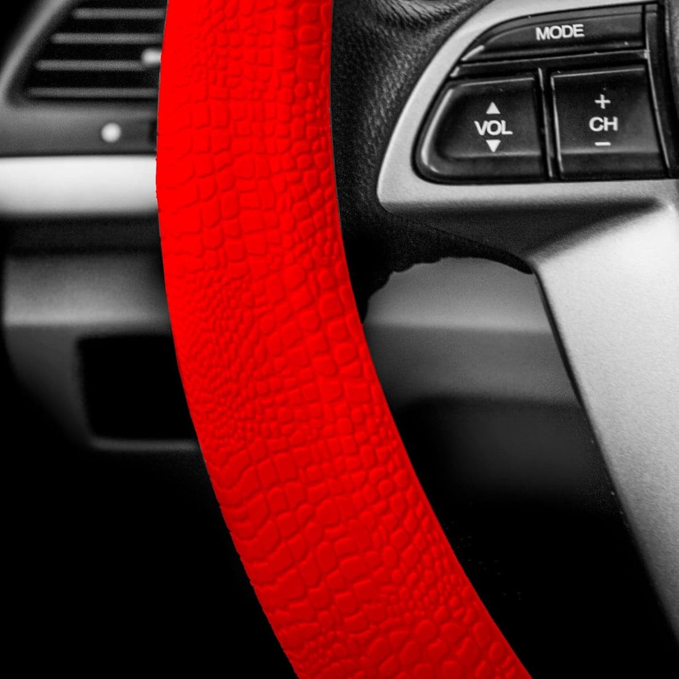 FH Group Fh3001 Snake Pattern Silicone Steering Wheel Cover Color Fit Most Car Truck Suv Or Van Universal Red