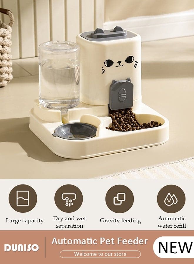 Water Bowl for Dogs,Automatic Cat Feeder Self Dispensing,2 in 1 Cat Dog Automatic Feeder,Pet Waterer Automatic Gravity Dog Cat Waterer Travel Supply Feeder and Water Dispense