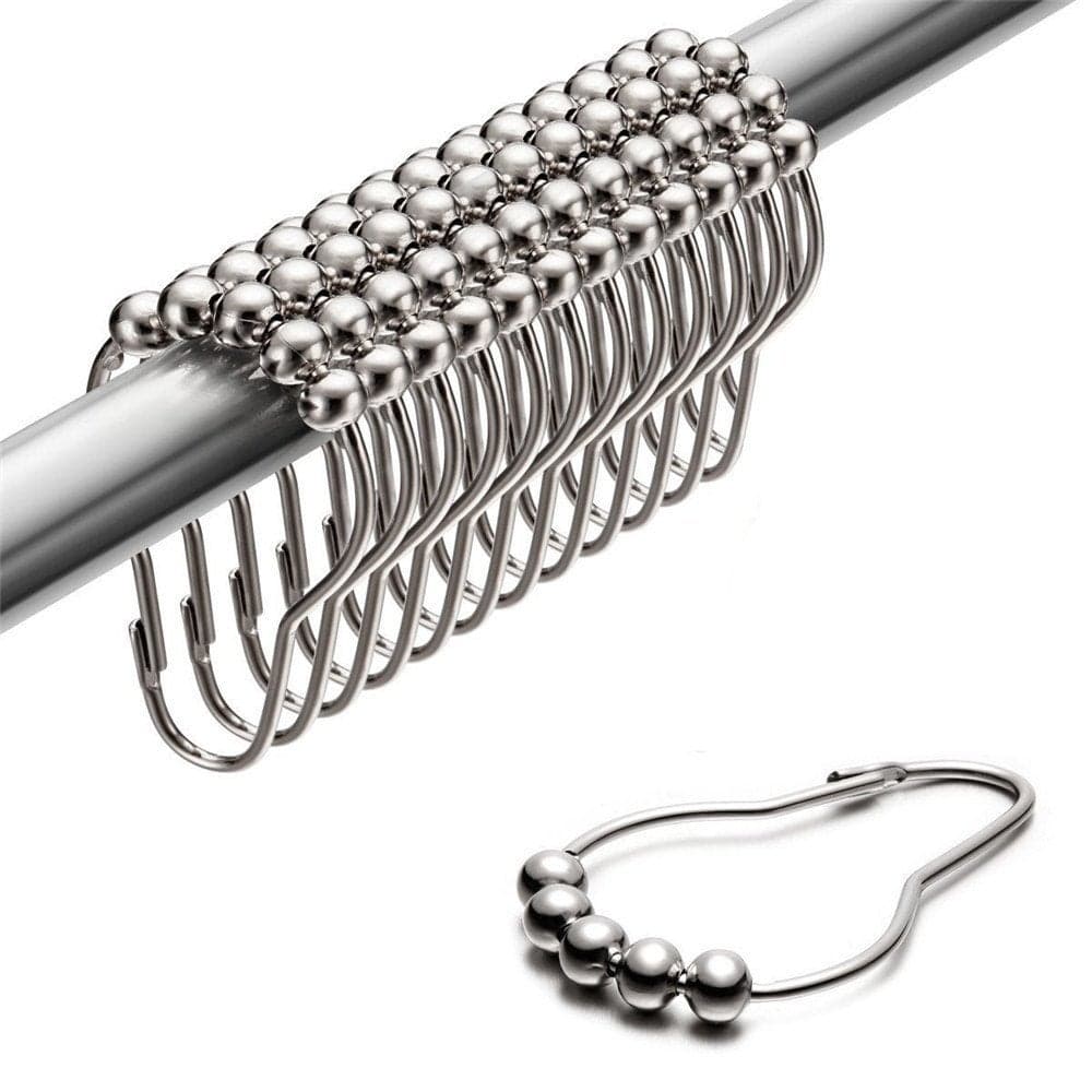 Uigos Shower Curtain Hooks Rings RustResistant for Bathroom Shower Rods Shower Hooks Set of 12 Chrome