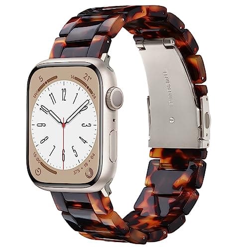 V-MORO Resin Bands Compatible with Apple Watch Series 11/10/9/8/7 Band Lightweight Tortoise Fashion Bracelet Strap Replacement for iwatch Series SE/6/5/4/3/2/1 Women Men 42mm/41mm/40mm/38mm
