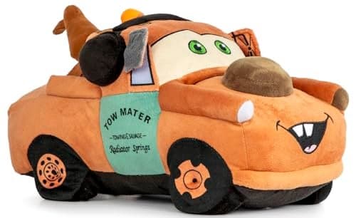 Disney Pixar Cars Tow Mater Plush Pillow Buddy Super Soft Character Throw Cushion for Kids Playroom Bedding Polyester Microfiber 14 Inches