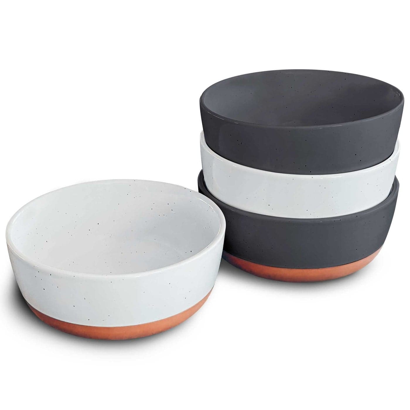 Mora Ceramic Flat Bowls Set of 425 oz For Soup Salad Rice Cereal Breakfast Dinner Serving Oatmeal etc Microwave Dishwasher and Oven Safe Bowl for Eating and Kitchen Vanilla Charcoal