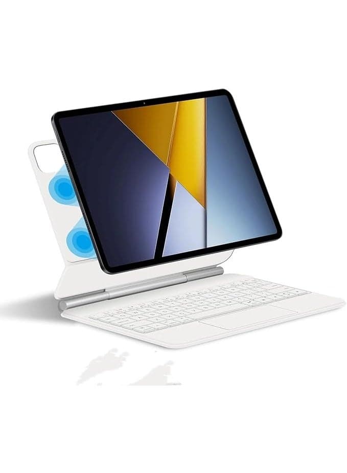 Arabic and English Magnetic Keyboard Case Compatible with Xiaomi Poco Pad X1 11.2 Inch 2025 Easy-Set Floating Cantilever Stand Springy Keys Multi-Touch Trackpad
