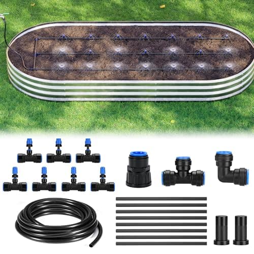 HIRALIY Raised Bed Drip Irrigation Kit Small DIY Garden Grid Watering System Garden Irrigation System for Raised Beds up to 2 x 8FT