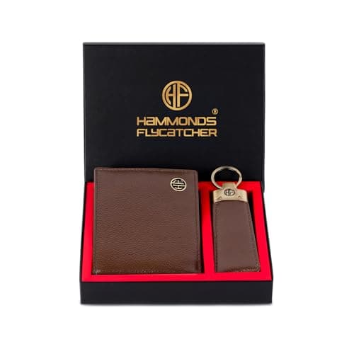 HAMMONDS FLYCATCHER Genuine Leather Wallet Keyring Combo, Valentine's Gift For Boyfriend And Husband, Birthday Gift For Boyfriend, Leather Wallet & Keyring Combo, Gift Ideas,brown