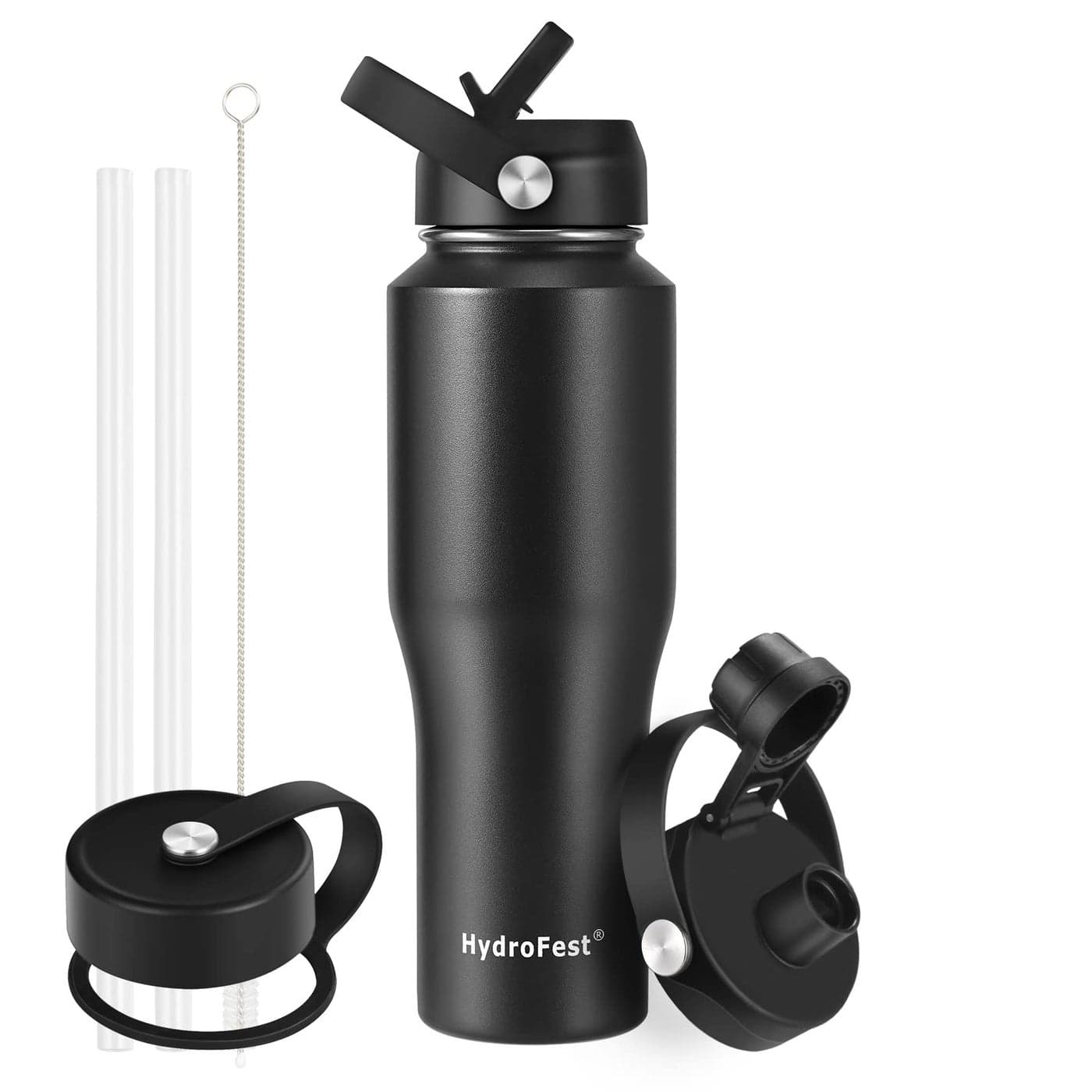 HydroFest 32oz Water Bottle Insulated with StrawLeak Proof Water BottlesMens Water Bottle Stainless Steel for GymHikingTravelSport1 LiterBpa free