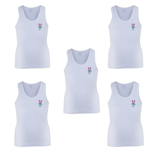 Rupa Jon Boys' Cotton Vest (Pack of 5) (JN Folding WHT RN_White_70)