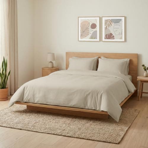 Blue Dahlia 100% Cotton, King Size/Double, Bedsheet (108" x 108") + 2 Pillow Covers, Percale Weave, 200TC Solid Premium Bedsheet, Colour: Beige