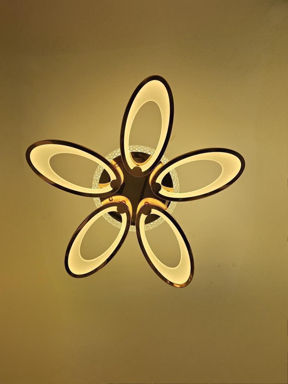 blissbells Modern LED Ceiling Light with 5 Ring Rose Gold Flower Design | Warm White Decorative Ceiling Lamp for Living Room, Bedroom, Hall & Dining Area | Energy-Efficient Contemporary Home Lighting
