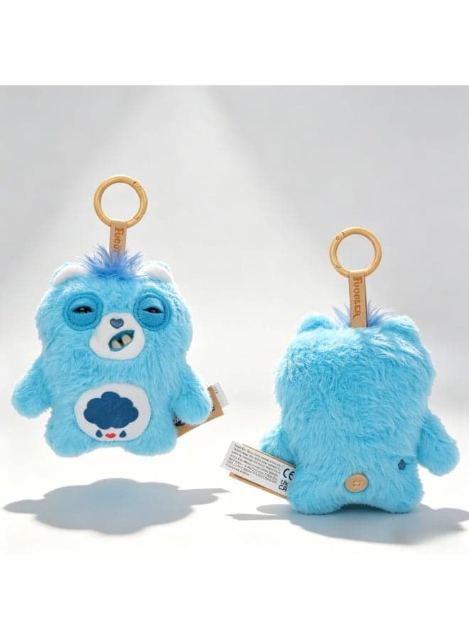 Fuggler x Care Bears Grumpy Bear Plush Keychain - Quirky, Ugly-Cute Bear Pendant with Teeth - Bag Charm Keychain