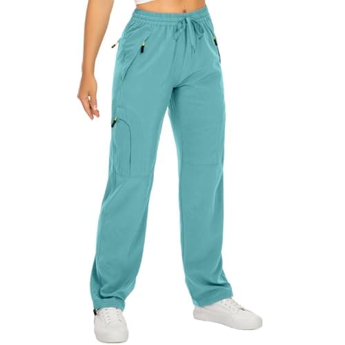 Toomett Womens Hiking Pants Quick Dry UPF 50 Travel Golf Pants Lightweight Camping Work Cargo Pants Zipper Pockets6608Lake Green2XL
