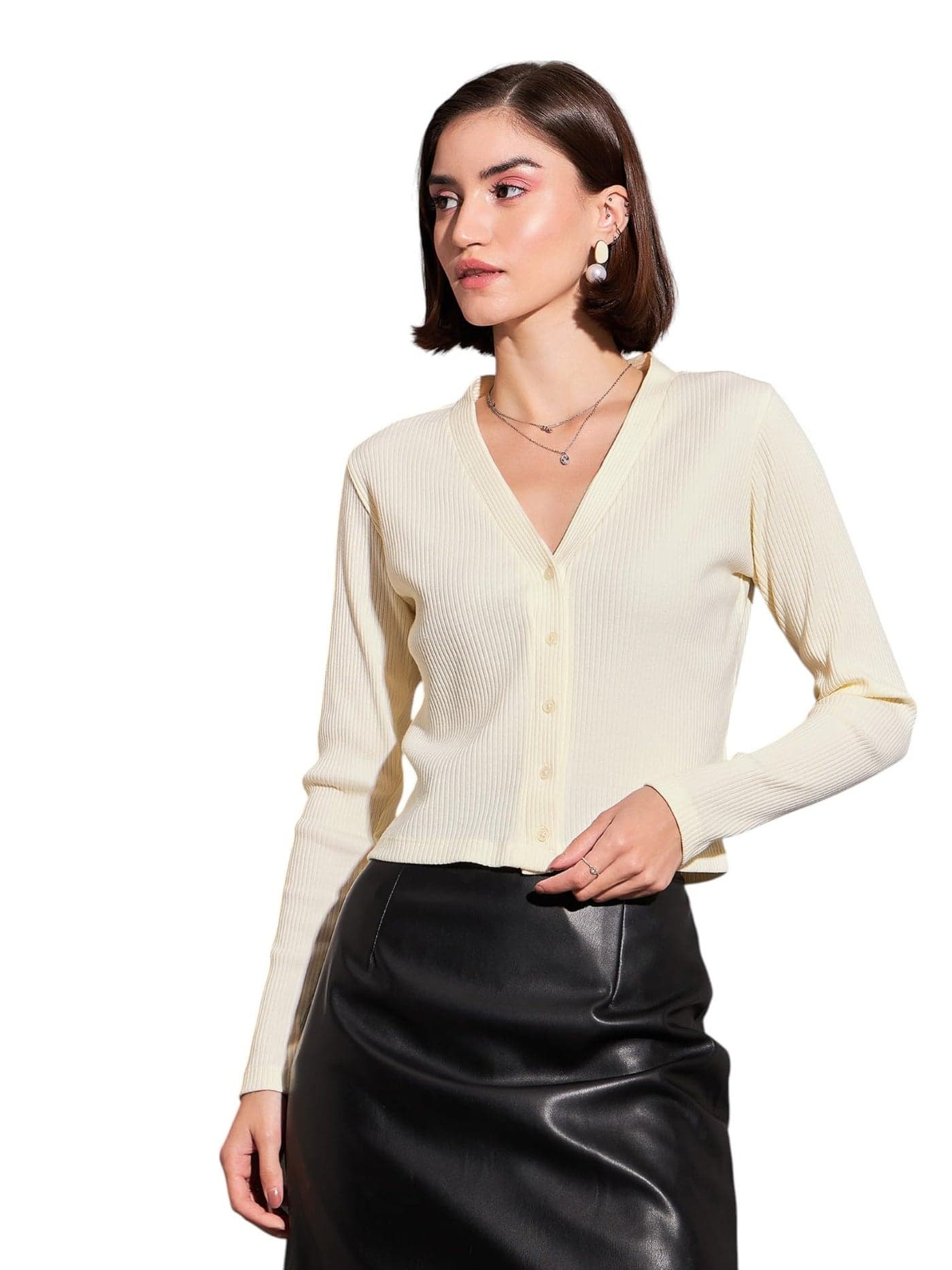 SASSAFRAS Women's Rib Front Open Cardigan Top-L