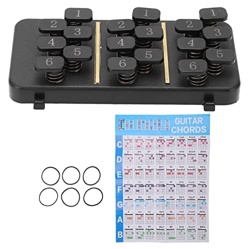 Guitar Aid Chord Learning System - Clear Tone Non-Pain Tool With 18 Buttons, 110 Chords, 6 for Training, Class, Beginner Gift