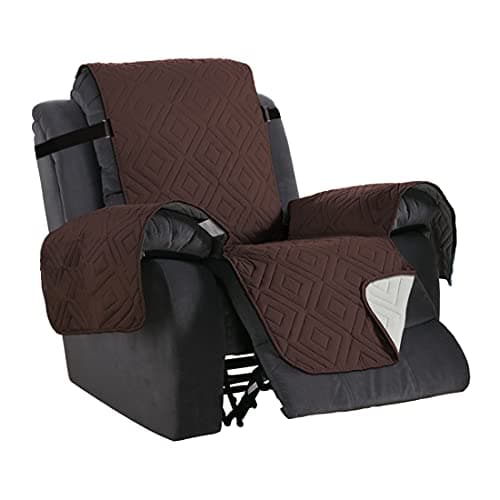 H.VERSAILTEX Reversible Quilted Recliner Covers Water Resistant Furniture Protector for Reclienr Chair with Elastic Straps for Pets Kids Sitting Width Up to 28"(Oversized Recliner, Brown/Beige)