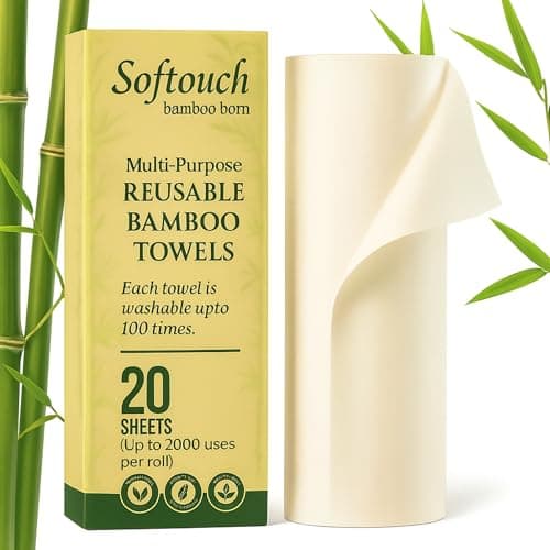 Softouch Reusable Kitchen Towel Roll-2000 Times Washable|Soft & Highly Absorbent|Better Alternative to Dishcloth, Kitchen Tissue Paper Roll/Paper Towel | eco bamboo Wipes for Home Cleaning | 20 Sheets