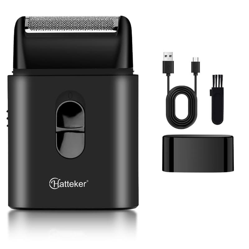 HATTEKER HT-911 Professional Electric Ultra-Thin Shaver Rechargeable Razor for Face Care Beard Trimmer Reciprocating Blade with USB for Men's - Black