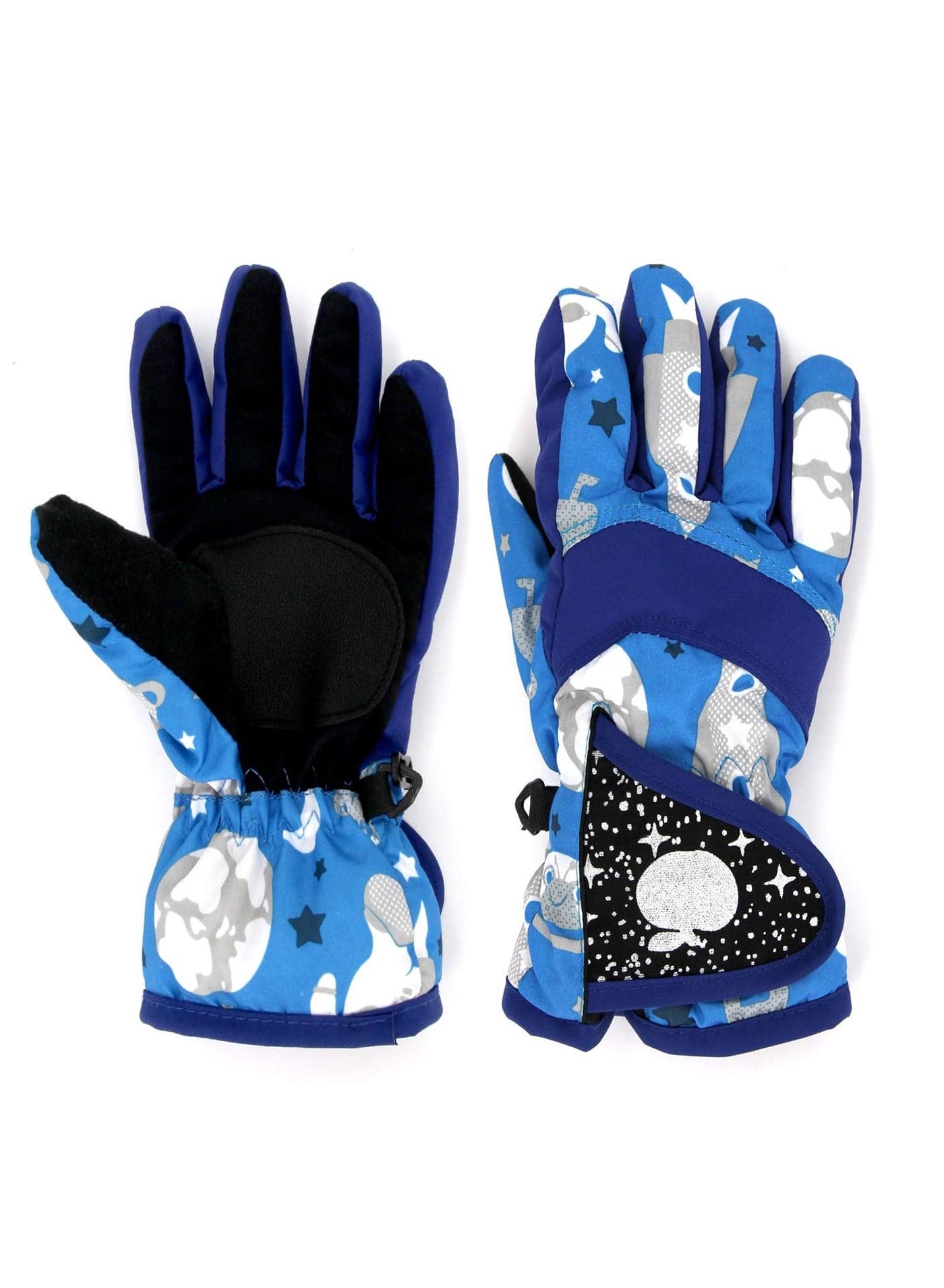 Kids Snow Gloves, Waterproof Winter Gloves with Adjustable Buckle for Girls Boys Outdoor Gloves Winter Gift for Kids Blue